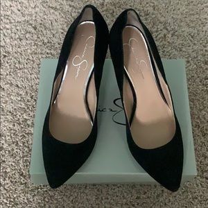 Black Suede Jessica Simpson Vivienne Heels 9.5
